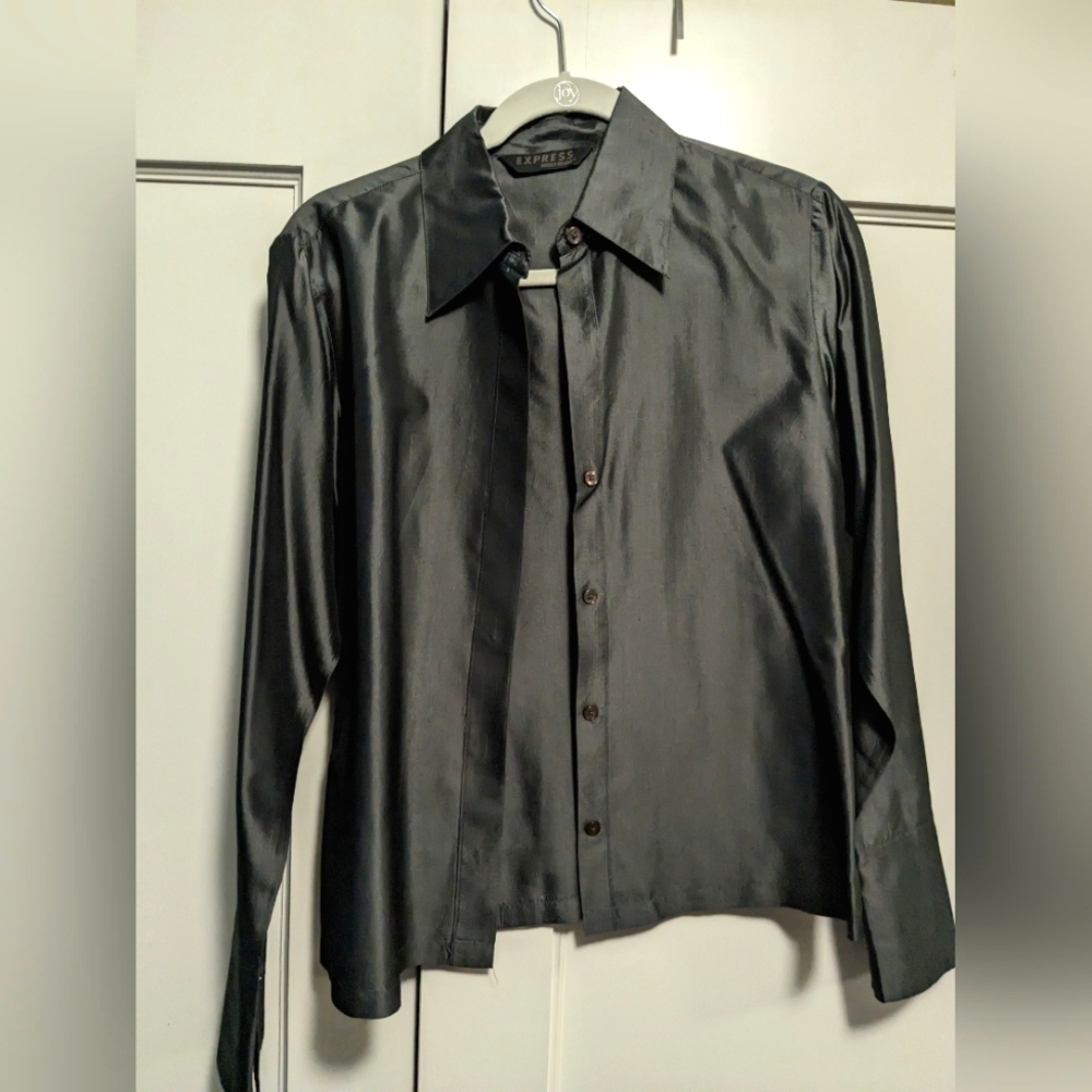 Express Dark Grey Satin Women's Top